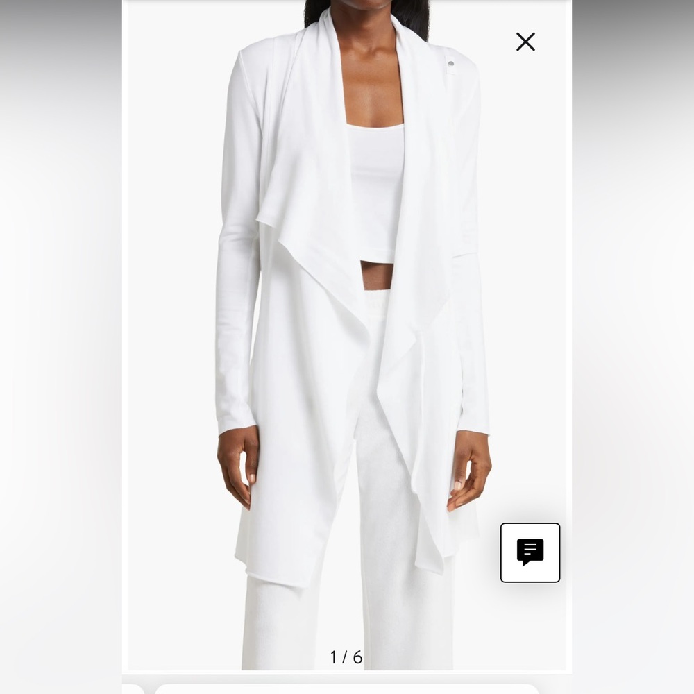 Lunya WHITE PIMA COTTON MULTI WEAR BELTED MOCK NECK ROBE WRAP Size M